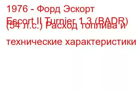 1976 - Форд Эскорт
Escort II Turnier 1.3 (BADR) (54 л.с.) Расход топлива и технические характеристики