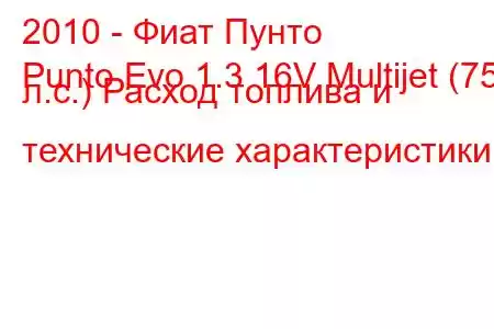 2010 - Фиат Пунто
Punto Evo 1.3 16V Multijet (75 л.с.) Расход топлива и технические характеристики