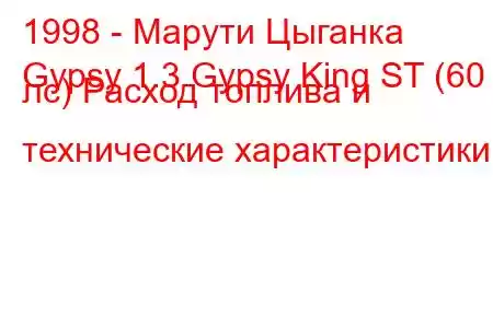 1998 - Марути Цыганка
Gypsy 1.3 Gypsy King ST (60 лс) Расход топлива и технические характеристики