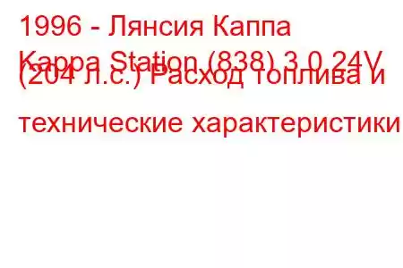 1996 - Лянсия Каппа
Kappa Station (838) 3.0 24V (204 л.с.) Расход топлива и технические характеристики