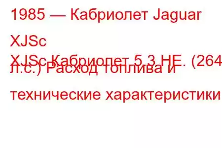 1985 — Кабриолет Jaguar XJSc
XJSc Кабриолет 5.3 HE. (264 л.с.) Расход топлива и технические характеристики