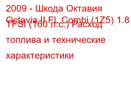 2009 - Шкода Октавия
Octavia II FL Combi (1Z5) 1.8 TFSI (160 л.с.) Расход топлива и технические характеристики