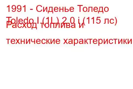 1991 - Сиденье Толедо
Toledo I (1L) 2.0 i (115 лс) Расход топлива и технические характеристики