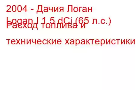 2004 - Дачия Логан
Logan I 1.5 dCi (65 л.с.) Расход топлива и технические характеристики