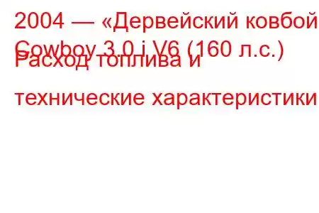 2004 — «Дервейский ковбой»
Cowboy 3.0 i V6 (160 л.с.) Расход топлива и технические характеристики