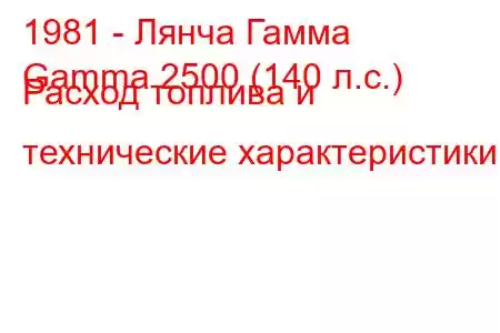 1981 - Лянча Гамма
Gamma 2500 (140 л.с.) Расход топлива и технические характеристики