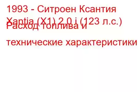 1993 - Ситроен Ксантия
Xantia (X1) 2.0 i (123 л.с.) Расход топлива и технические характеристики