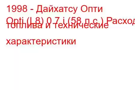 1998 - Дайхатсу Опти
Opti (L8) 0.7 i (58 л.с.) Расход топлива и технические характеристики