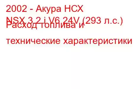 2002 - Акура НСХ
NSX 3.2 i V6 24V (293 л.с.) Расход топлива и технические характеристики