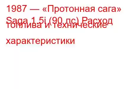 1987 — «Протонная сага»
Saga 1.5i (90 лс) Расход топлива и технические характеристики