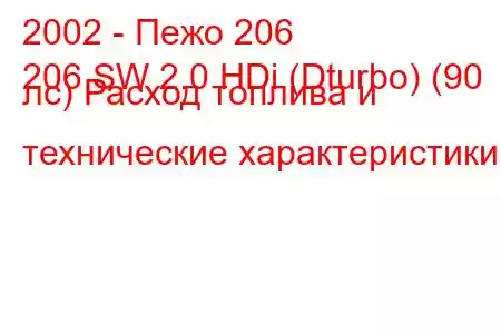 2002 - Пежо 206
206 SW 2.0 HDi (Dturbo) (90 лс) Расход топлива и технические характеристики