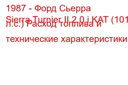 1987 - Форд Сьерра
Sierra Turnier II 2.0 i KAT (101 л.с.) Расход топлива и технические характеристики