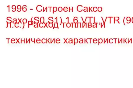 1996 - Ситроен Саксо
Saxo (S0,S1) 1.6 VTL,VTR (90 л.с.) Расход топлива и технические характеристики