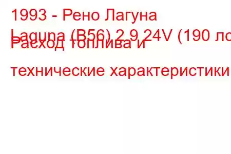 1993 - Рено Лагуна
Laguna (B56) 2.9 24V (190 лс) Расход топлива и технические характеристики