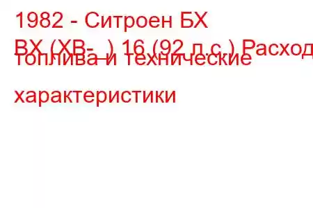 1982 - Ситроен БХ
BX (XB-_) 16 (92 л.с.) Расход топлива и технические характеристики