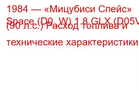 1984 — «Мицубиси Спейс»
Space (D0_W) 1.8 GLX (D05V) (90 л.с.) Расход топлива и технические характеристики