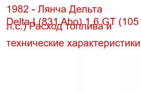 1982 - Лянча Дельта
Delta I (831 Abo) 1.6 GT (105 л.с.) Расход топлива и технические характеристики