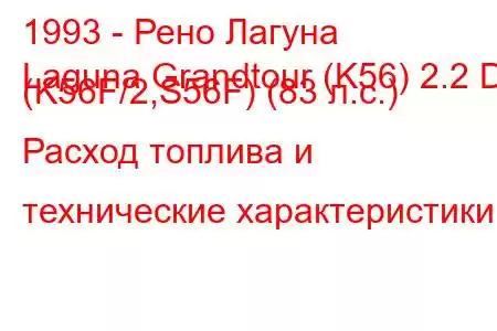 1993 - Рено Лагуна
Laguna Grandtour (K56) 2.2 D (K56F/2,S56F) (83 л.с.) Расход топлива и технические характеристики