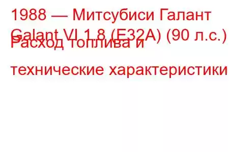 1988 — Митсубиси Галант
Galant VI 1.8 (E32A) (90 л.с.) Расход топлива и технические характеристики