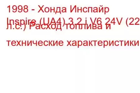 1998 - Хонда Инспайр
Inspire (UA4) 3.2 i V6 24V (225 л.с.) Расход топлива и технические характеристики