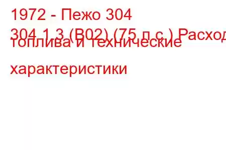 1972 - Пежо 304
304 1.3 (B02) (75 л.с.) Расход топлива и технические характеристики