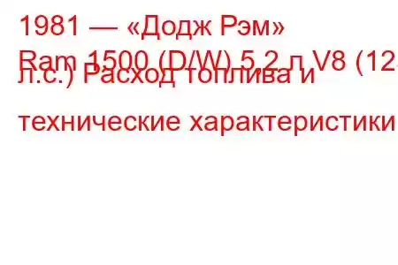1981 — «Додж Рэм»
Ram 1500 (D/W) 5,2 л V8 (125 л.с.) Расход топлива и технические характеристики