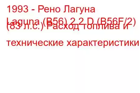 1993 - Рено Лагуна
Laguna (B56) 2.2 D (B56F/2) (83 л.с.) Расход топлива и технические характеристики