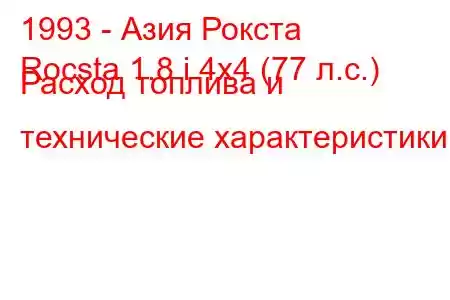 1993 - Азия Рокста
Rocsta 1.8 i 4x4 (77 л.с.) Расход топлива и технические характеристики