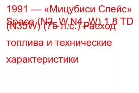 1991 — «Мицубиси Спейс»
Space (N3_W,N4_W) 1.8 TD (N35W) (75 л.с.) Расход топлива и технические характеристики