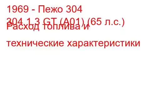 1969 - Пежо 304
304 1.3 GT (A01) (65 л.с.) Расход топлива и технические характеристики