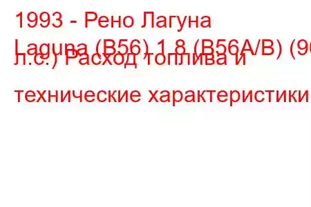 1993 - Рено Лагуна
Laguna (B56) 1.8 (B56A/B) (90 л.с.) Расход топлива и технические характеристики