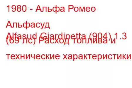 1980 - Альфа Ромео Альфасуд
Alfasud Giardinetta (904) 1.3 (69 лс) Расход топлива и технические характеристики