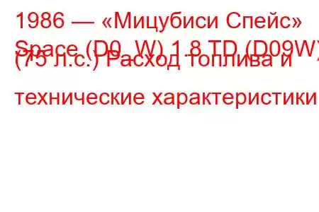 1986 — «Мицубиси Спейс»
Space (D0_W) 1.8 TD (D09W) (75 л.с.) Расход топлива и технические характеристики