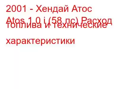 2001 - Хендай Атос
Atos 1.0 i (58 лс) Расход топлива и технические характеристики