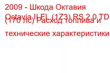 2009 - Шкода Октавия
Octavia II FL (1Z3) RS 2.0 TDI (170 лс) Расход топлива и технические характеристики