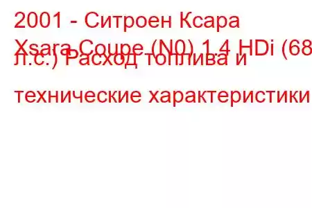 2001 - Ситроен Ксара
Xsara Coupe (N0) 1.4 HDi (68 л.с.) Расход топлива и технические характеристики