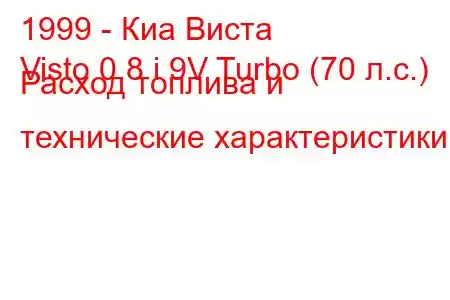 1999 - Киа Виста
Visto 0.8 i 9V Turbo (70 л.с.) Расход топлива и технические характеристики