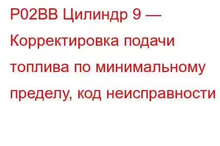 P02BB Цилиндр 9 — Корректировка подачи топлива по минимальному пределу, код неисправности