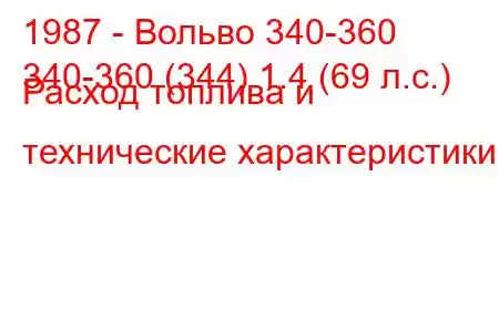 1987 - Вольво 340-360
340-360 (344) 1.4 (69 л.с.) Расход топлива и технические характеристики