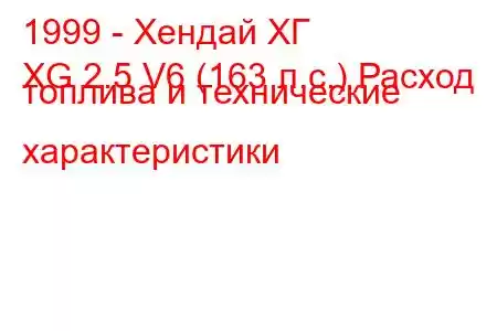 1999 - Хендай ХГ
XG 2.5 V6 (163 л.с.) Расход топлива и технические характеристики