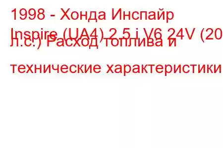 1998 - Хонда Инспайр
Inspire (UA4) 2.5 i V6 24V (200 л.с.) Расход топлива и технические характеристики