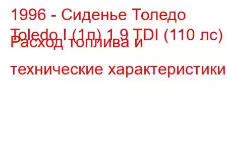 1996 - Сиденье Толедо
Toledo I (1л) 1.9 TDI (110 лс) Расход топлива и технические характеристики