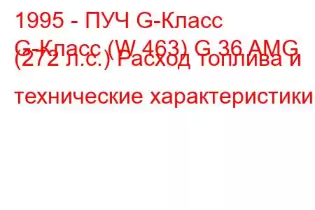 1995 - ПУЧ G-Класс
G-Класс (W 463) G 36 AMG (272 л.с.) Расход топлива и технические характеристики