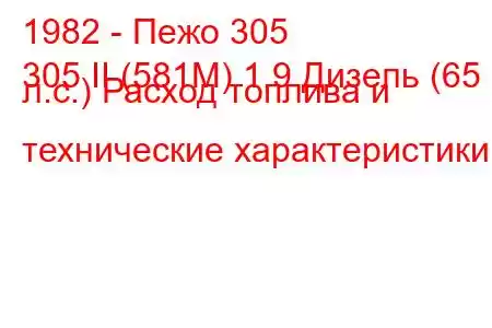 1982 - Пежо 305
305 II (581M) 1.9 Дизель (65 л.с.) Расход топлива и технические характеристики