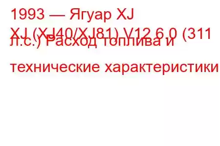 1993 — Ягуар XJ
XJ (XJ40/XJ81) V12 6.0 (311 л.с.) Расход топлива и технические характеристики
