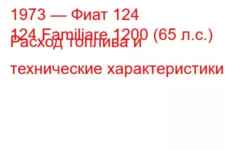 1973 — Фиат 124
124 Familiare 1200 (65 л.с.) Расход топлива и технические характеристики