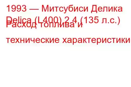 1993 — Митсубиси Делика
Delica (L400) 2.4 (135 л.с.) Расход топлива и технические характеристики