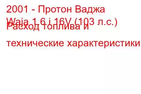 2001 - Протон Ваджа
Waja 1.6 i 16V (103 л.с.) Расход топлива и технические характеристики