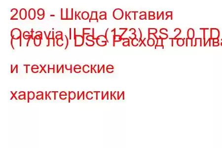 2009 - Шкода Октавия
Octavia II FL (1Z3) RS 2.0 TDI (170 лс) DSG Расход топлива и технические характеристики