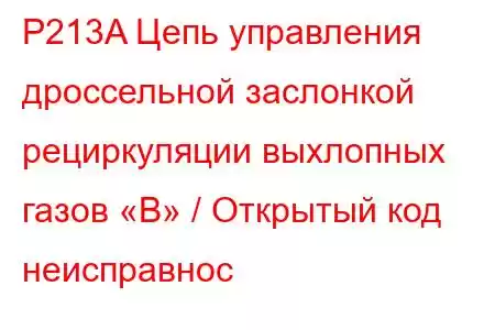 P213A Цепь управления дроссельной заслонкой рециркуляции выхлопных газов «B» / Открытый код неисправнос